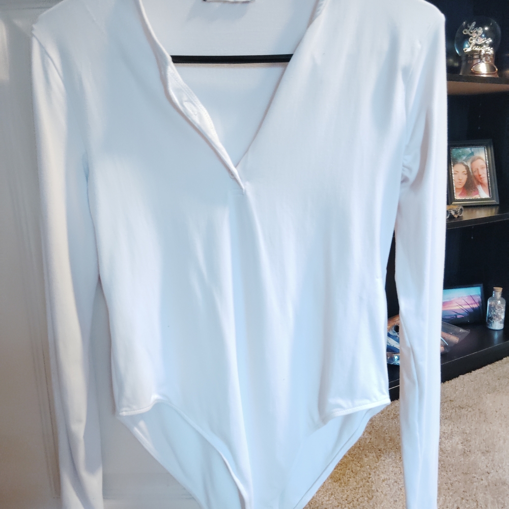 Zara White Long Sleeve Bodysuit